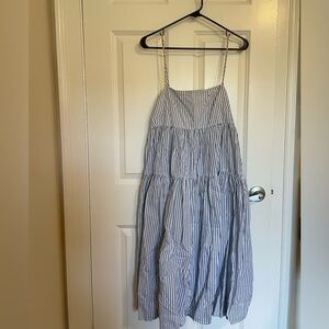 J. Crew Tiered Striped Dress with Bow Back